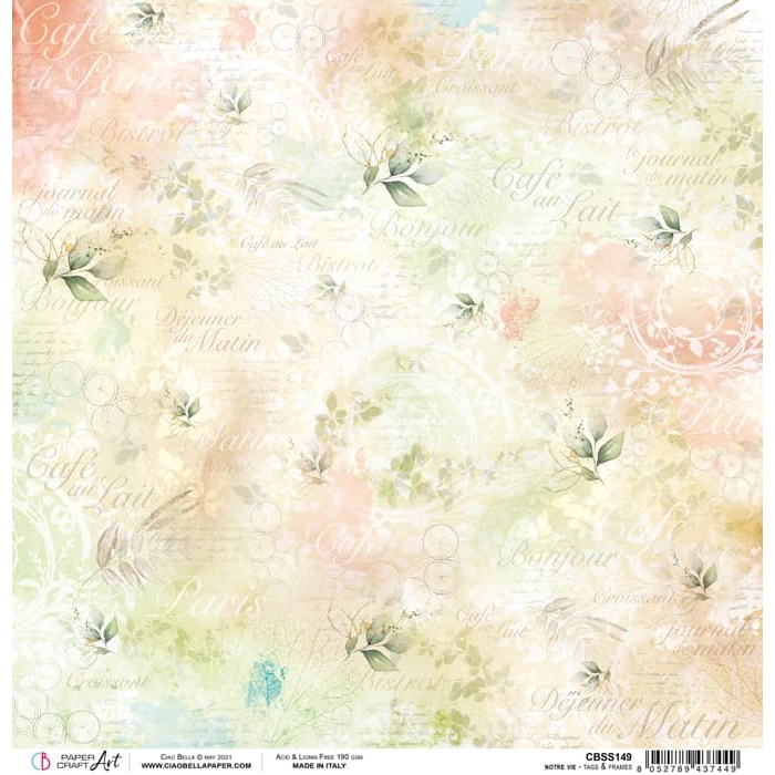 Ciao Bella Notre Vie Tags & Frames Paper Sheet 12"X12" 1 Sheet-3