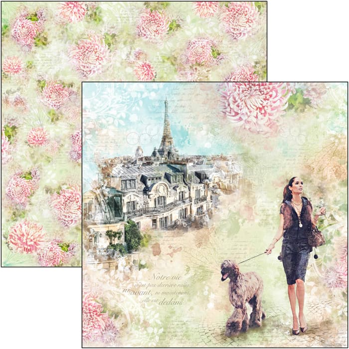 Ciao Bella Les Rues De Paris Paper Sheet 12"X12" 1 Sheet-1