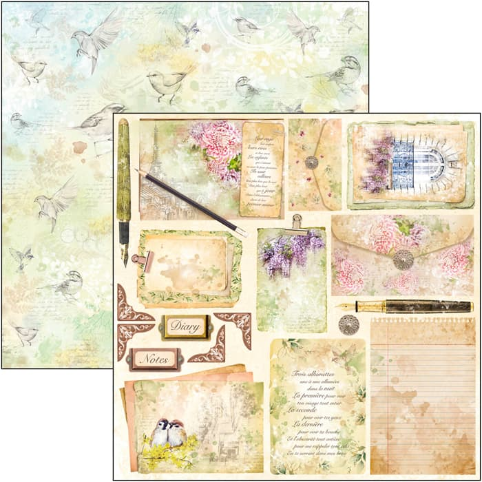 Ciao Bella Poemes D’Amour Paper Sheet 12"X12" 1 Sheet-1
