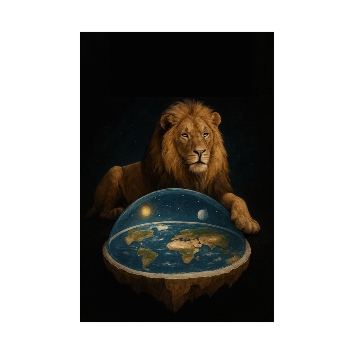 Flat Earth, Majestic Lion Matte Poster