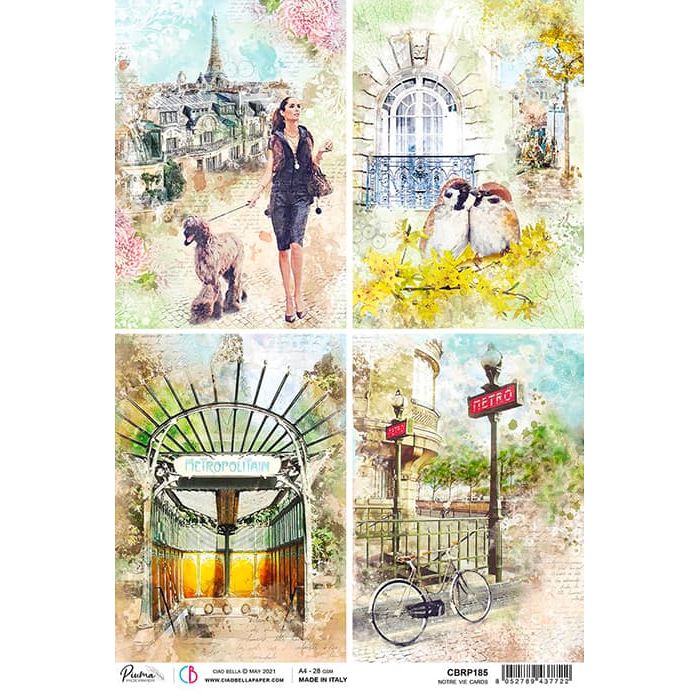 Ciao Bella Rice Paper A4 Notre Vie Cards-1