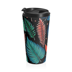 Tropical Leaf Pattern Stainless Steel Travel Mug-6