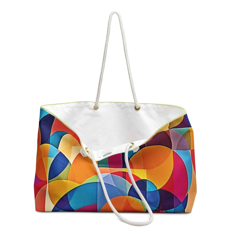 Colorful Geometric Abstract Weekender Bag | Bright Circle Pattern-5