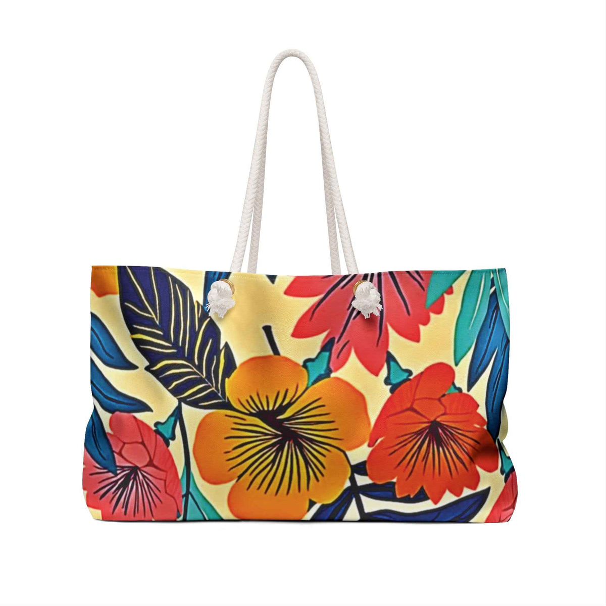 Tropical Floral Weekender Bag | Large Beach Tote, Vacation Bag-3
