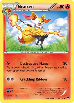 Braixen/124 - XY  Fates Collide Reverse Holofoil