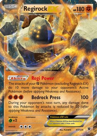 Regirock EX 43/124 - XY  Fates Collide Holofoil-1