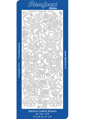 Deco Stickers - Doodle Design Butterflies/Flowers-1