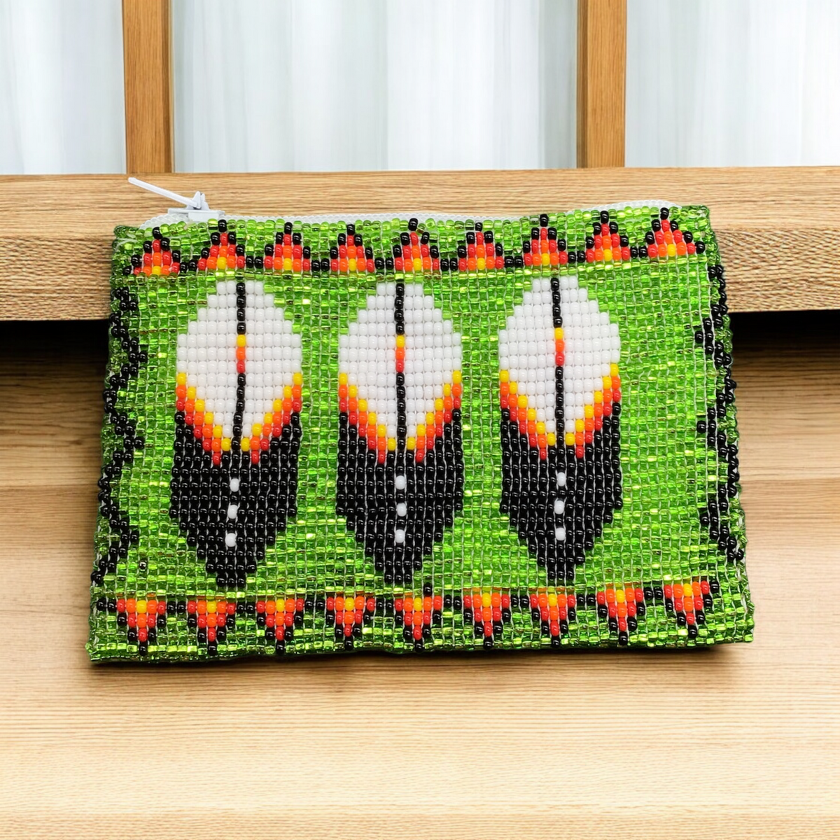 Feather Beaded coin purse