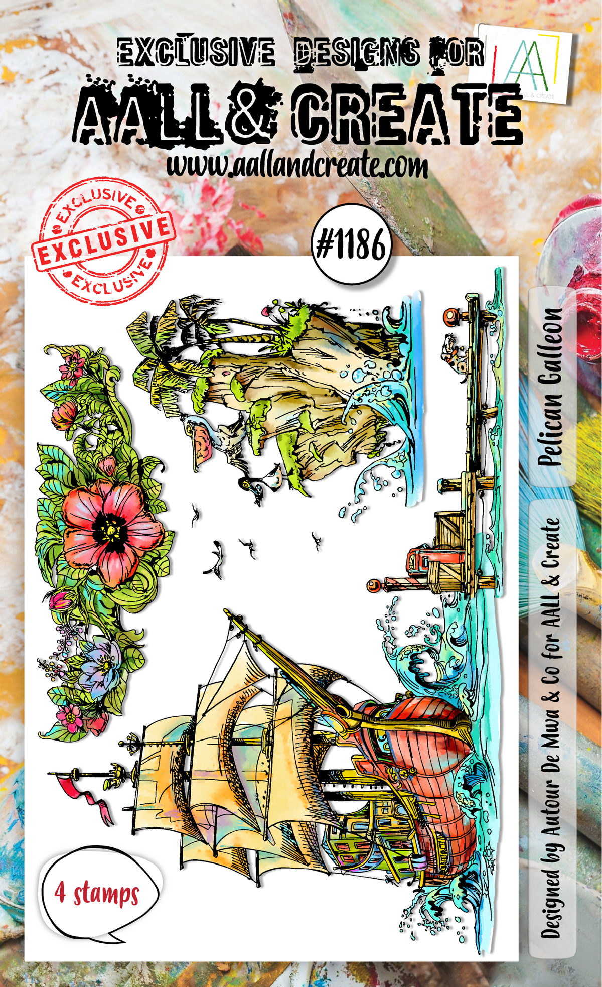 AALL and Create - A6 Stamp Set - Pelican Galleon-1