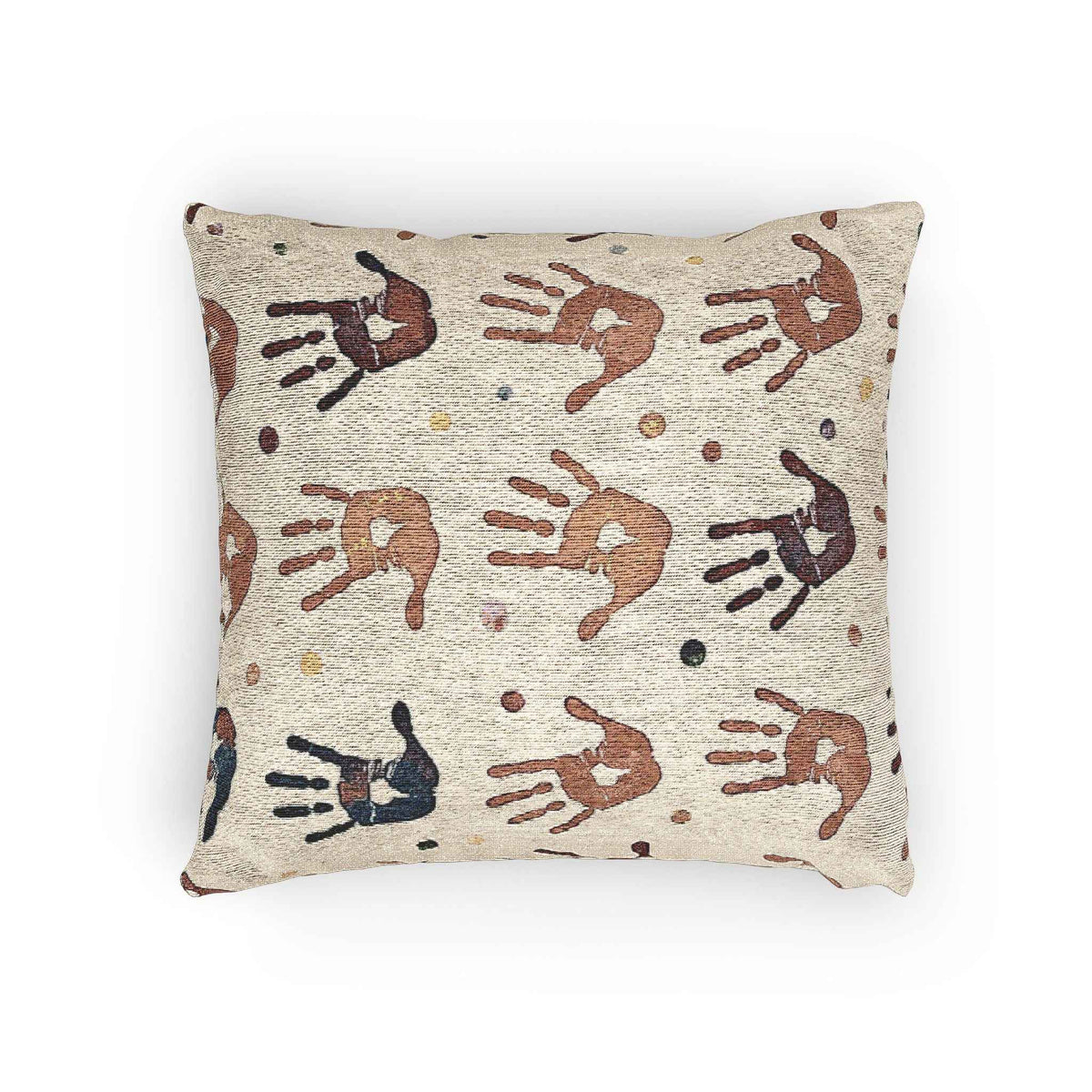 Handprint Pattern Woven Pillow | Boho Tribal Decorative Cushion-8