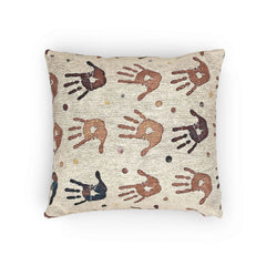 Handprint Pattern Woven Pillow | Boho Tribal Decorative Cushion-8