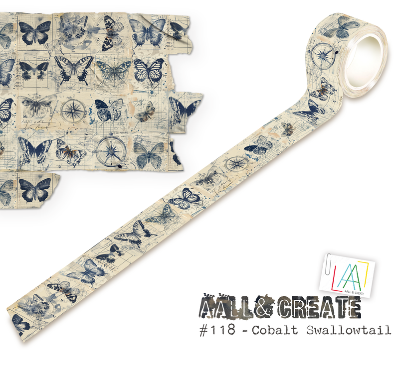 AALL and Create - Washi Tape 25mmx10m - Cobalt Swallowtail-1