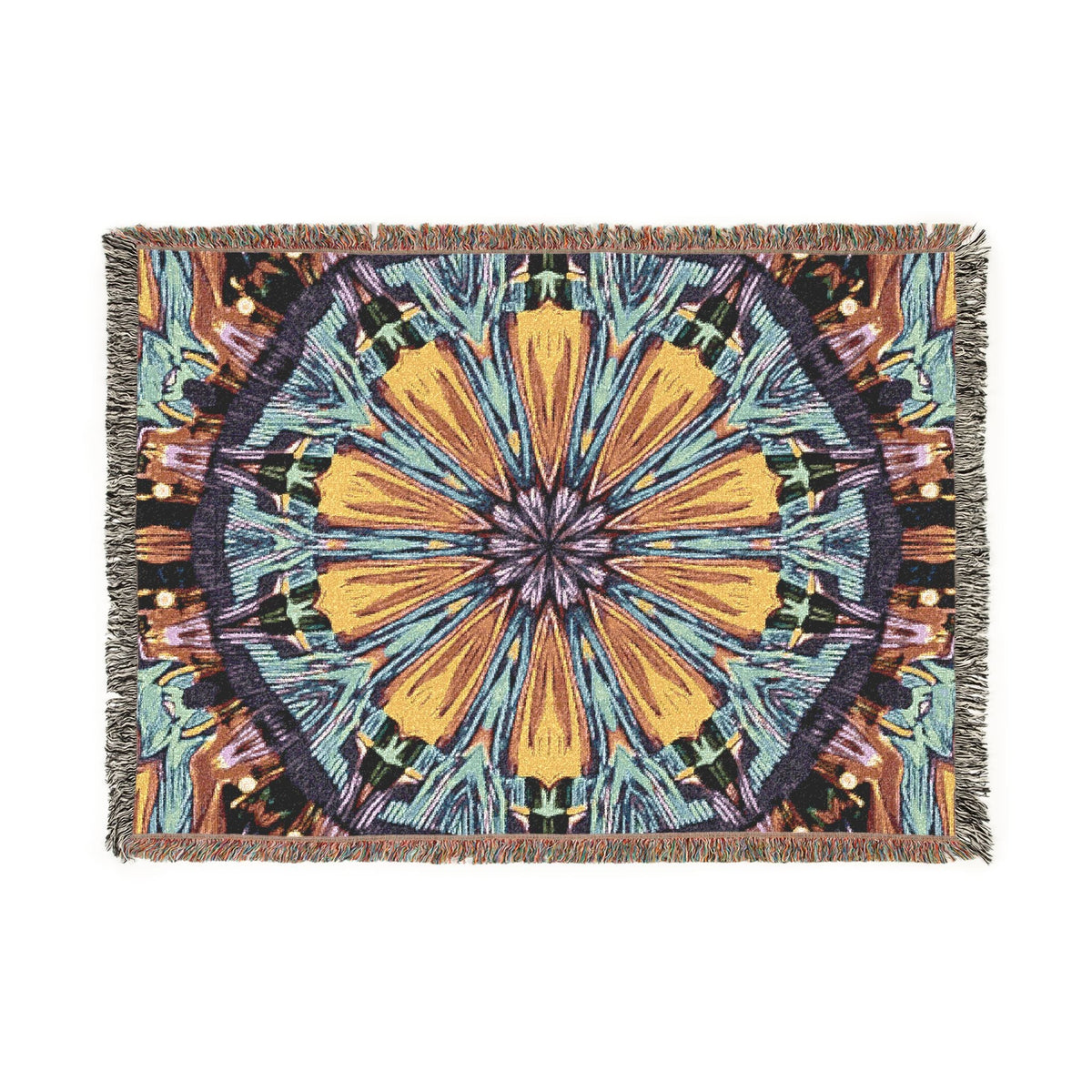 Kaleidoscope Mandala Woven Blanket — Boho Decorative Throw for Living Room & Gift-2