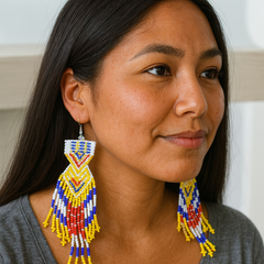 Yellow Purple Sunset Path Beaded Earrings-2