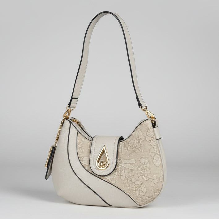 Temptation Italy Faux Leather Small Shoulder Bag with Dragonfly and Flowers-1