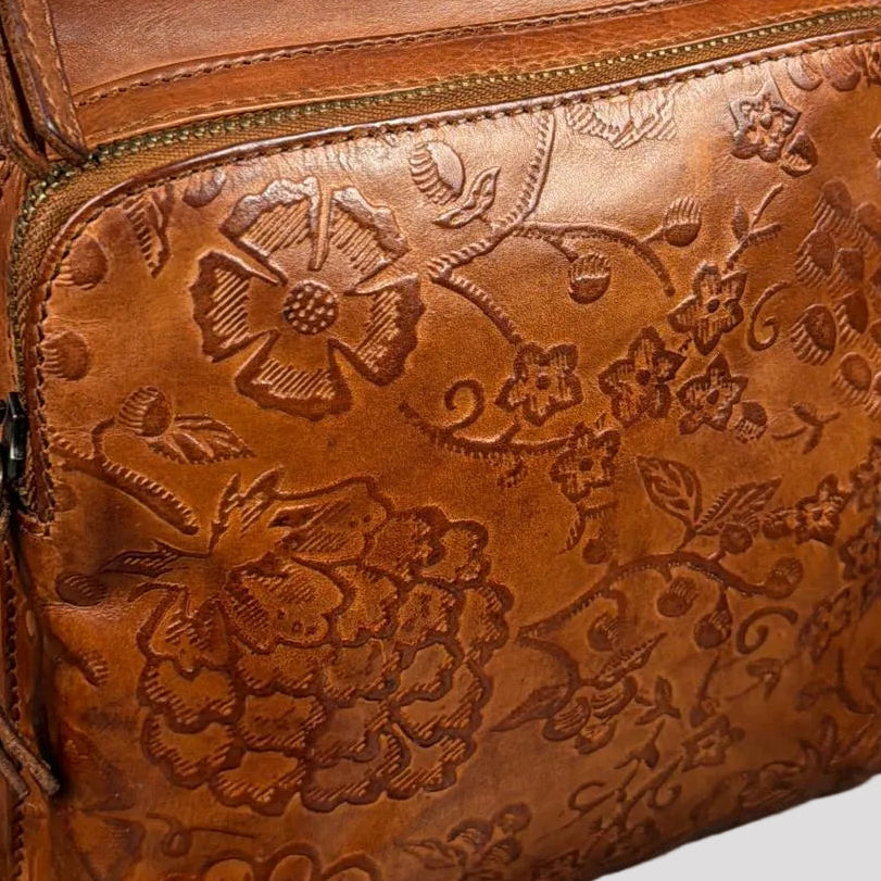 MET Women’s Genuine Leather Crossbody Bag. High-Quality Flower Embossed Floral Purse-8