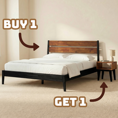 [Buy 1 Get 1] Callisto Solid Wood Bed Frame and Nightstand-2