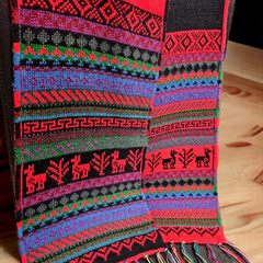 Red and Black Handmade Reversible Alpaca Scarf-1