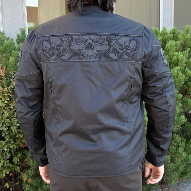 Open Road Men's Reflective Skull Cordura Motorcycle Jacket-2