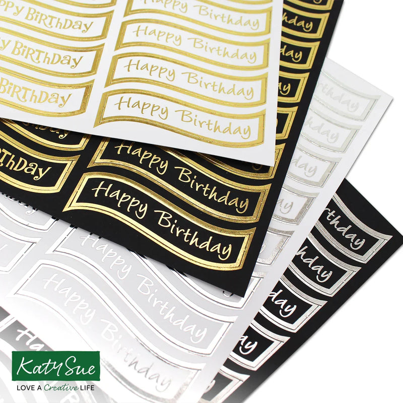 Foiled Birthday Wavy Banners Selection, Pack of 4-4