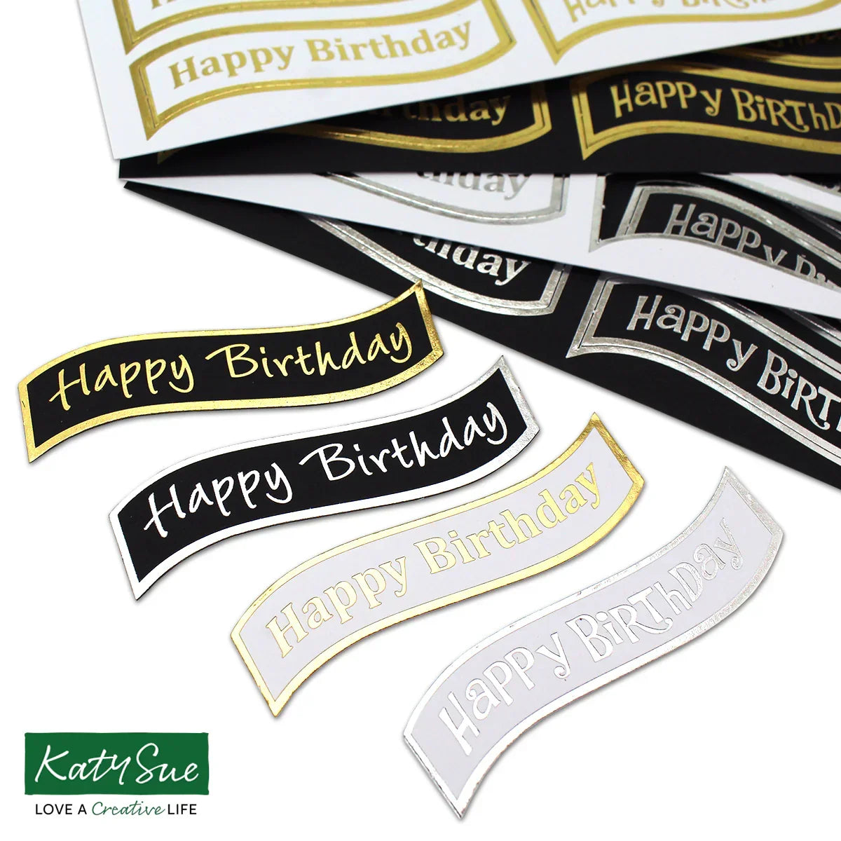 Foiled Birthday Wavy Banners Selection, Pack of 4-5