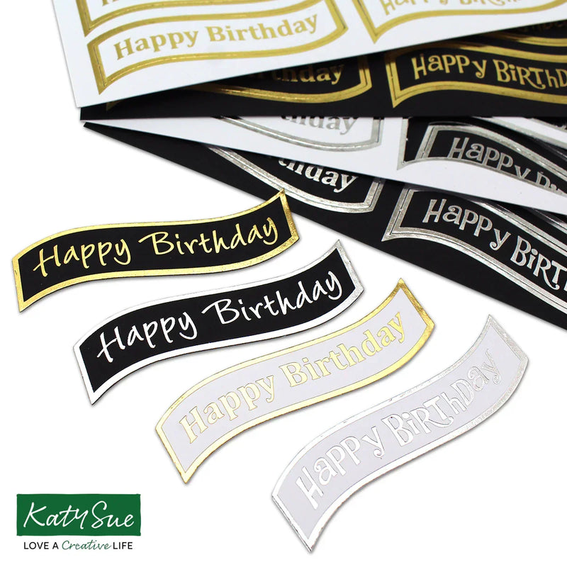 Foiled Birthday Wavy Banners Selection, Pack of 4-5