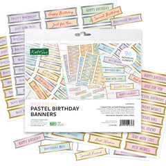 Foiled Pastel Birthday Banners Selection, 4 Sheets-1