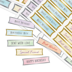 Foiled Pastel Birthday Banners Selection, 4 Sheets-5