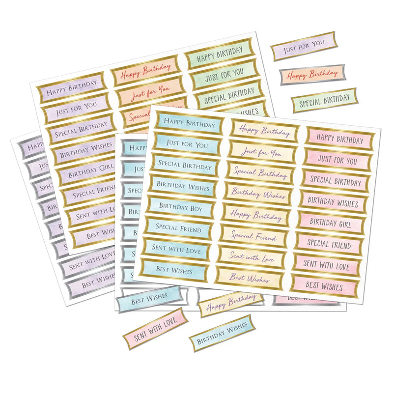 Foiled Pastel Birthday Banners Selection, 4 Sheets-3
