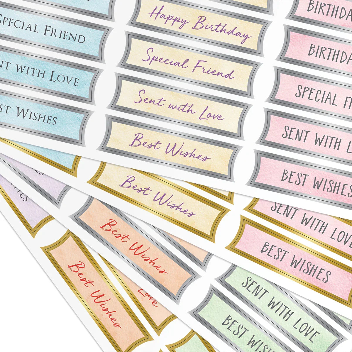 Foiled Pastel Birthday Banners Selection, 4 Sheets-4