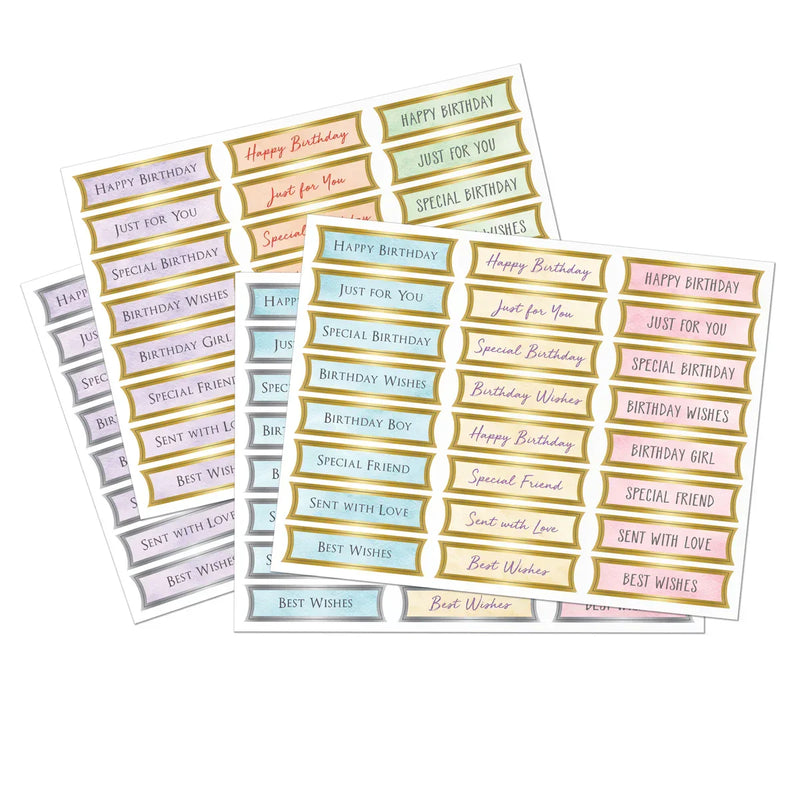 Foiled Pastel Birthday Banners Selection, 4 Sheets-2