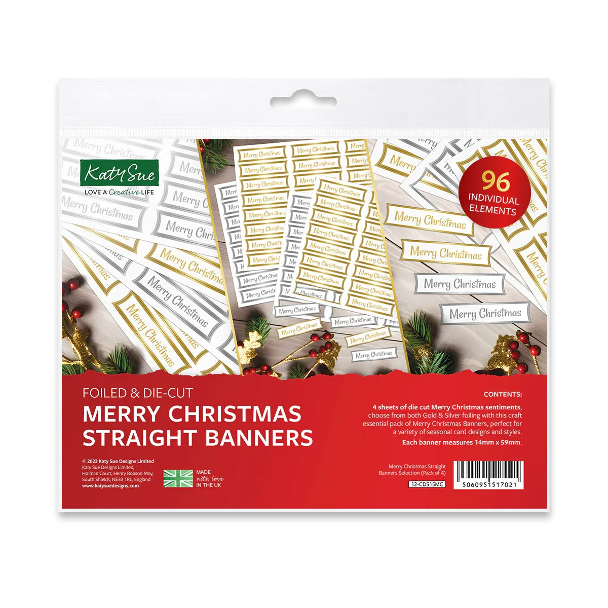 Foiled Merry Christmas Straight Banners Selection, Pack of 4-1