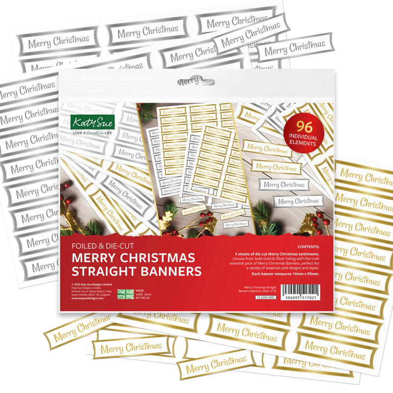 Foiled Merry Christmas Straight Banners Selection, Pack of 4-2