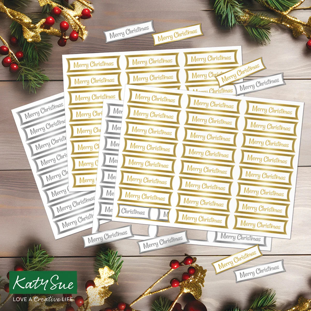 Foiled Merry Christmas Straight Banners Selection, Pack of 4-4