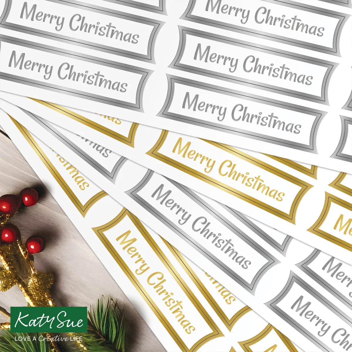 Foiled Merry Christmas Straight Banners Selection, Pack of 4-5