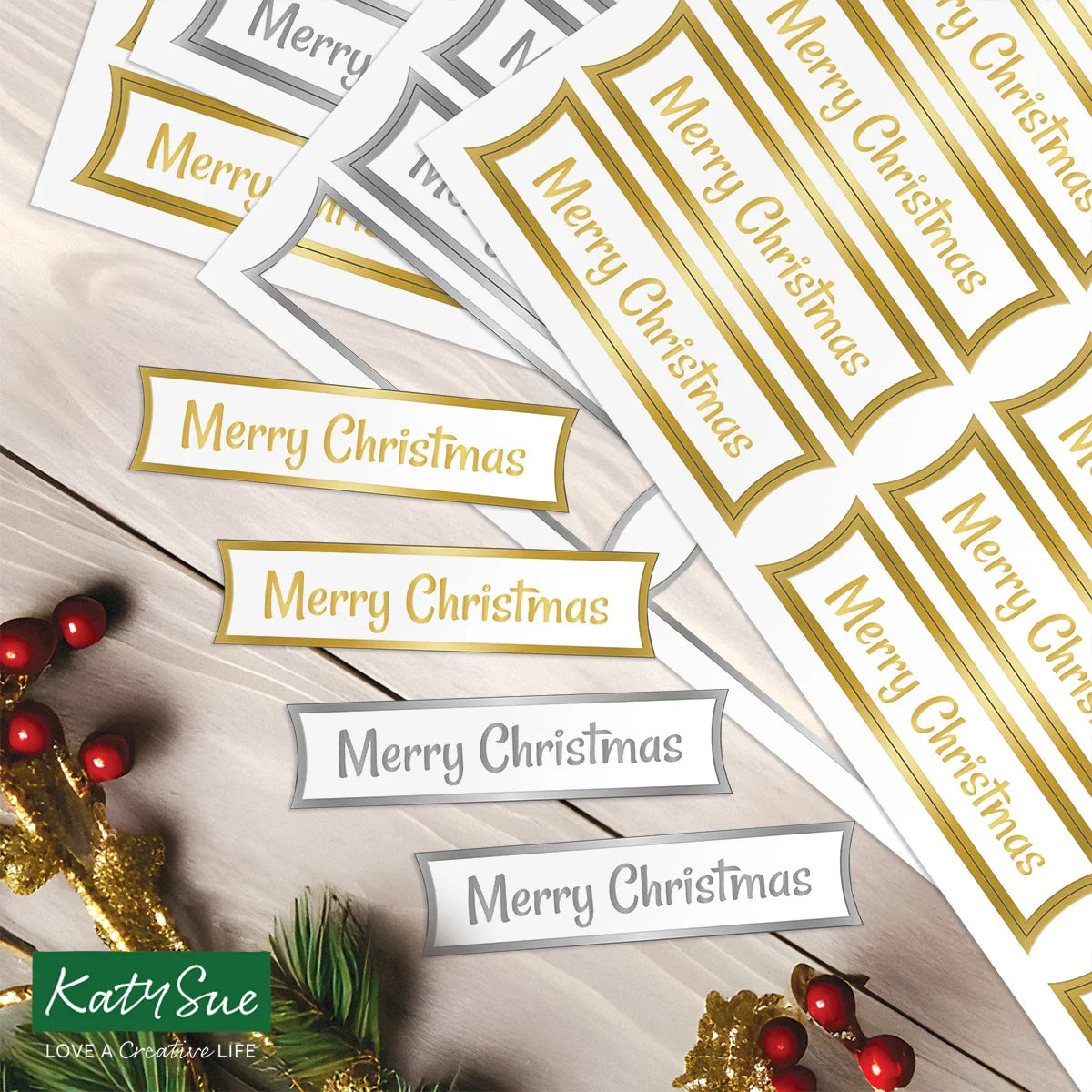 Foiled Merry Christmas Straight Banners Selection, Pack of 4-6