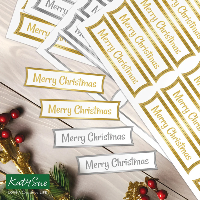 Foiled Merry Christmas Straight Banners Selection, Pack of 4-6