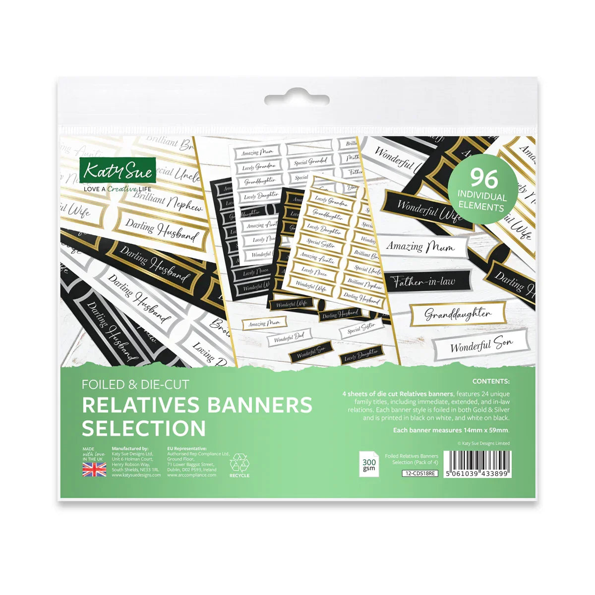 Foiled Relatives Banners Selection, 96 Sentiments-2