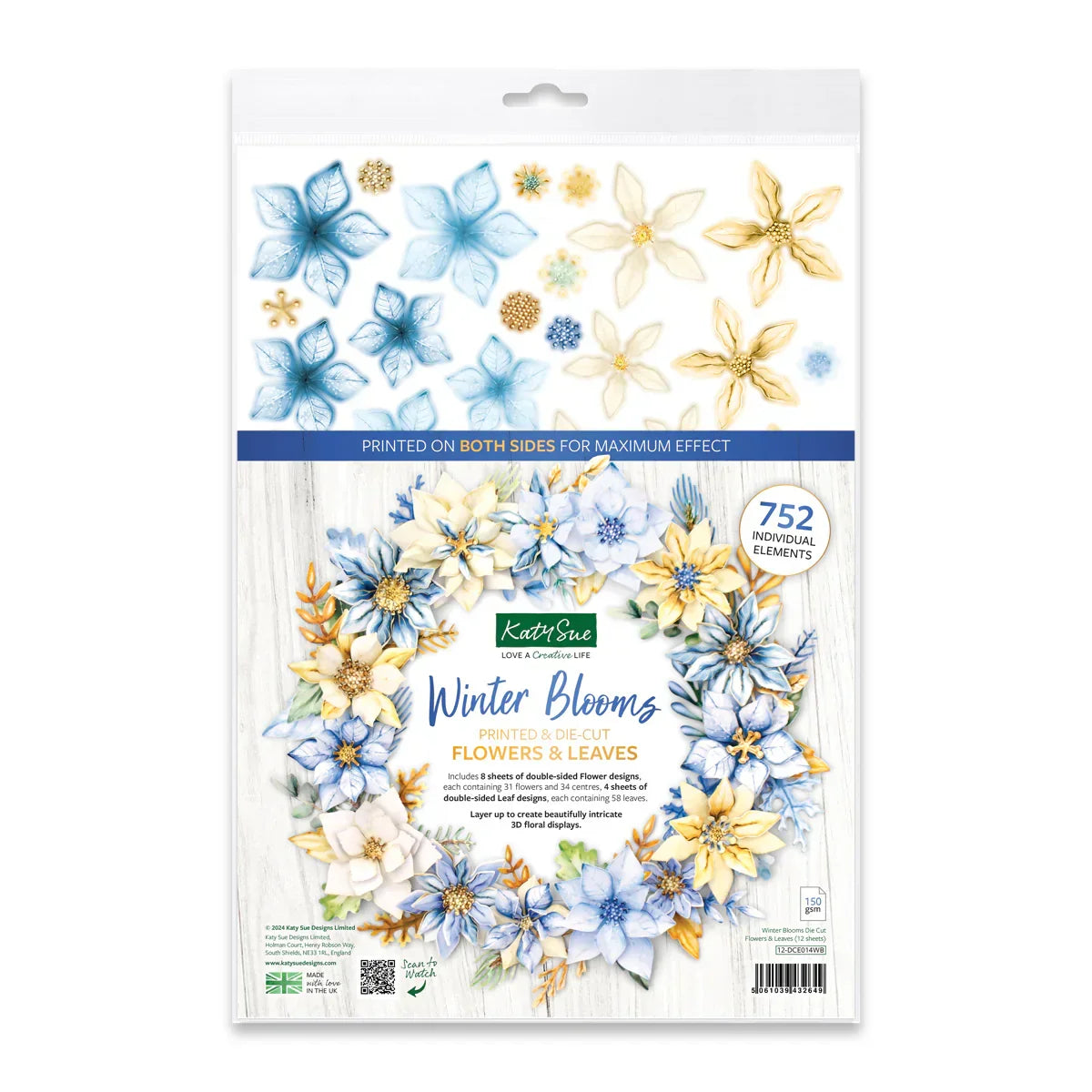 Winter Blooms, Die Cut Flowers & Leaves, 12 sheets-1