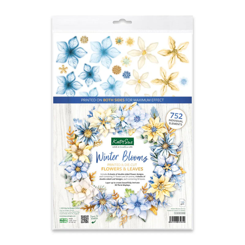 Winter Blooms, Die Cut Flowers & Leaves, 12 sheets-1