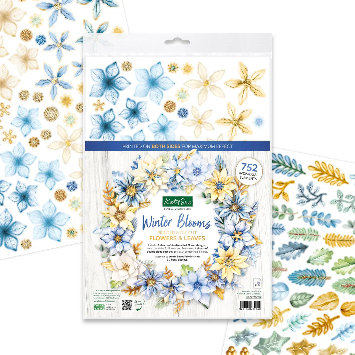 Winter Blooms, Die Cut Flowers & Leaves, 12 sheets-2