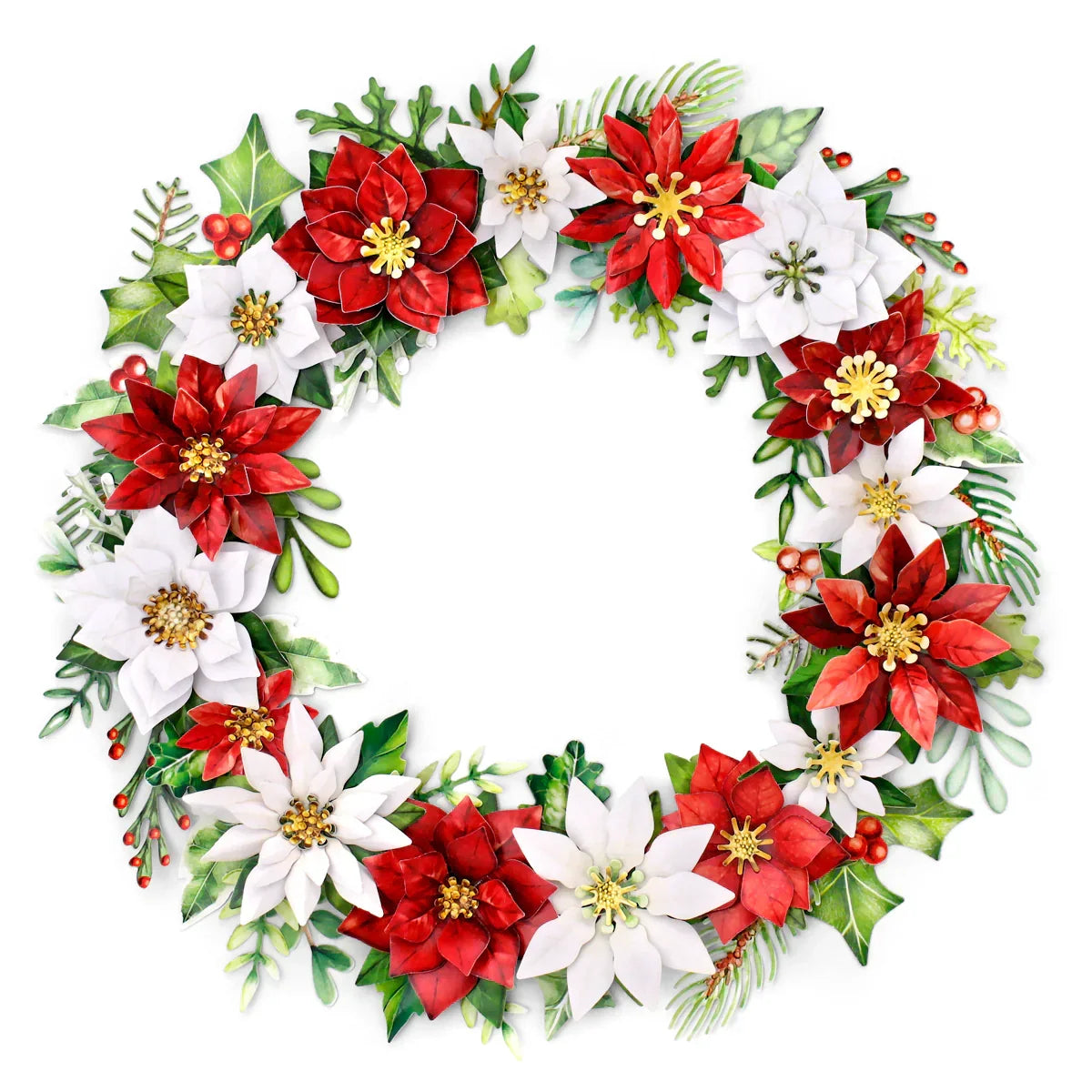 Traditional Christmas, Die Cut Flowers & Leaves, 12 sheets-3