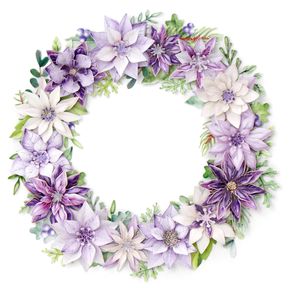 Dusky Violet Blooms, Die Cut Flowers & Leaves, 12 sheets-4