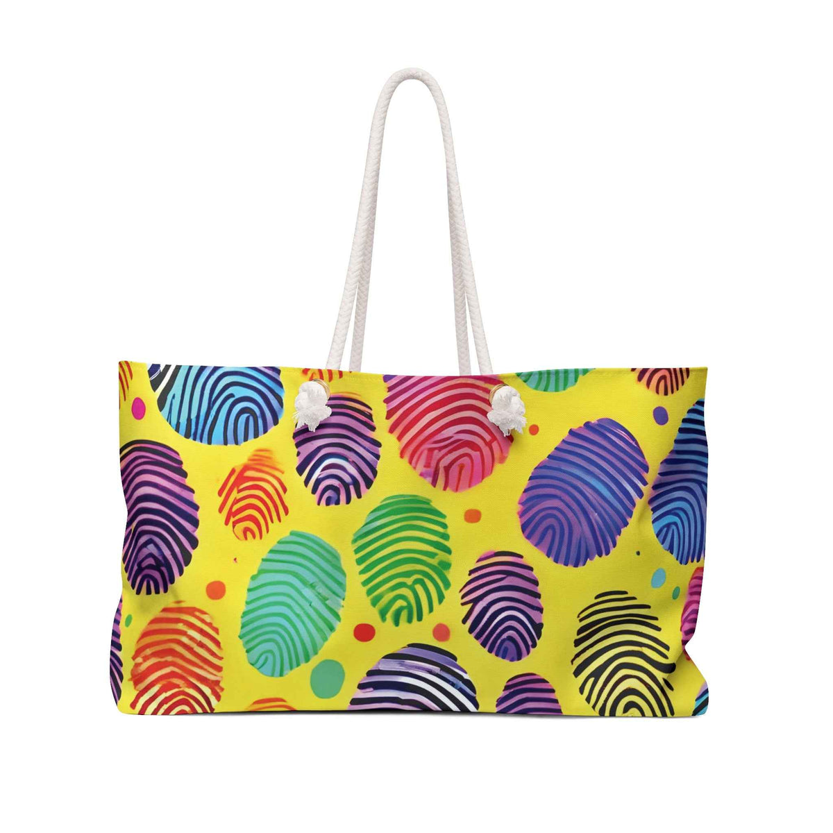 Rainbow Fingerprint Pattern Weekender Bag | Colorful Travel Tote | Busy Mom Gift-1