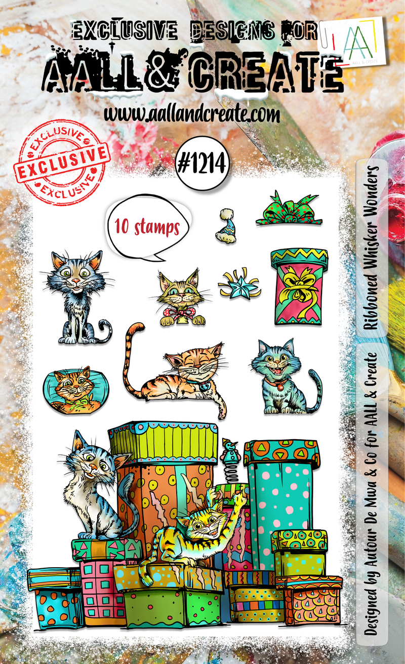 AALL and Create - A6 Stamp Set - Ribboned Whisker Wonders-1