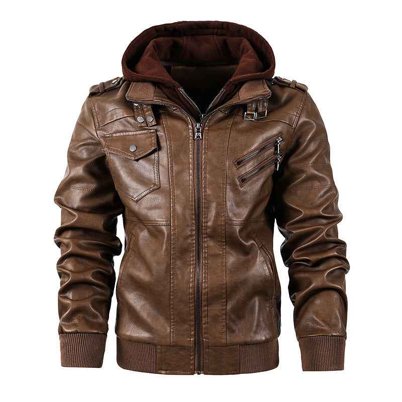 Men's Motorcycle-Style PU Leather Jacket-4