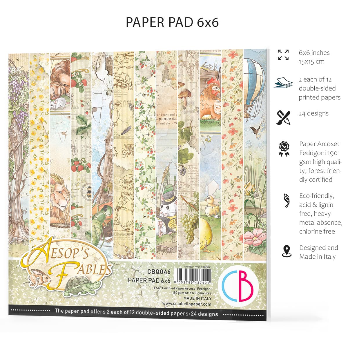 Ciao Bella Aesop's Fables Paper Pad 6"X6" 24/Pkg-4