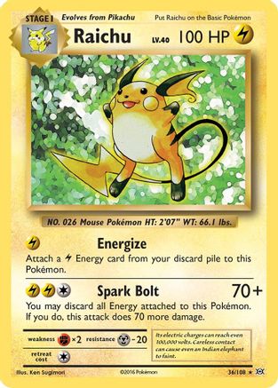 Raichu 36/108 - XY  Evolutions Reverse Holofoil-1