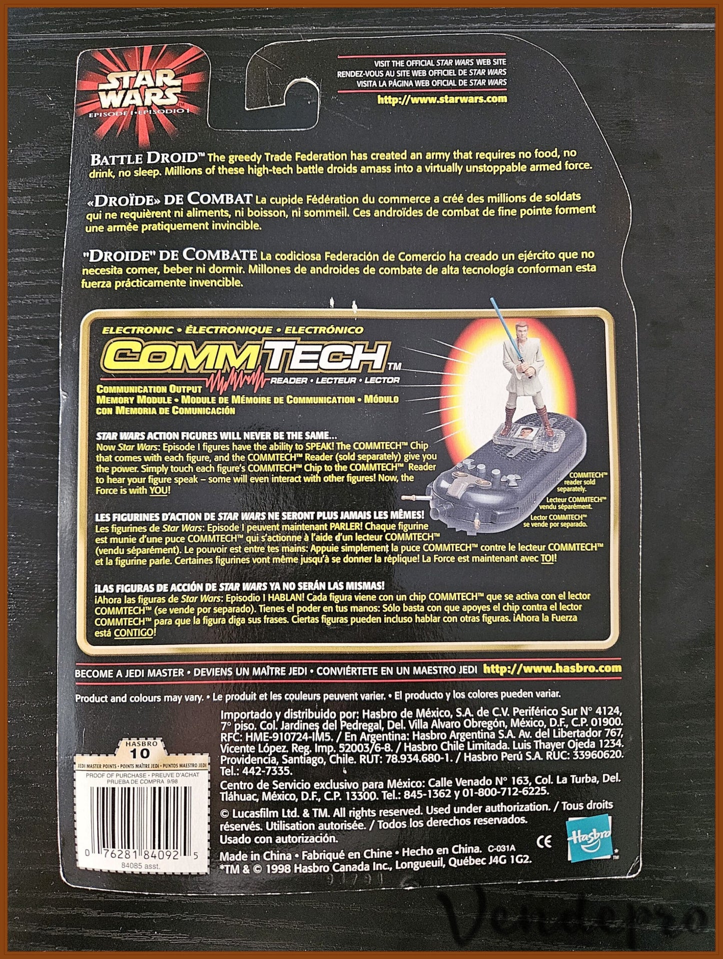 Star Wars Episodio I – Droide de Batalla (Variante "Sucio", chip CommTech en inglés) (UPC: 076281840925)