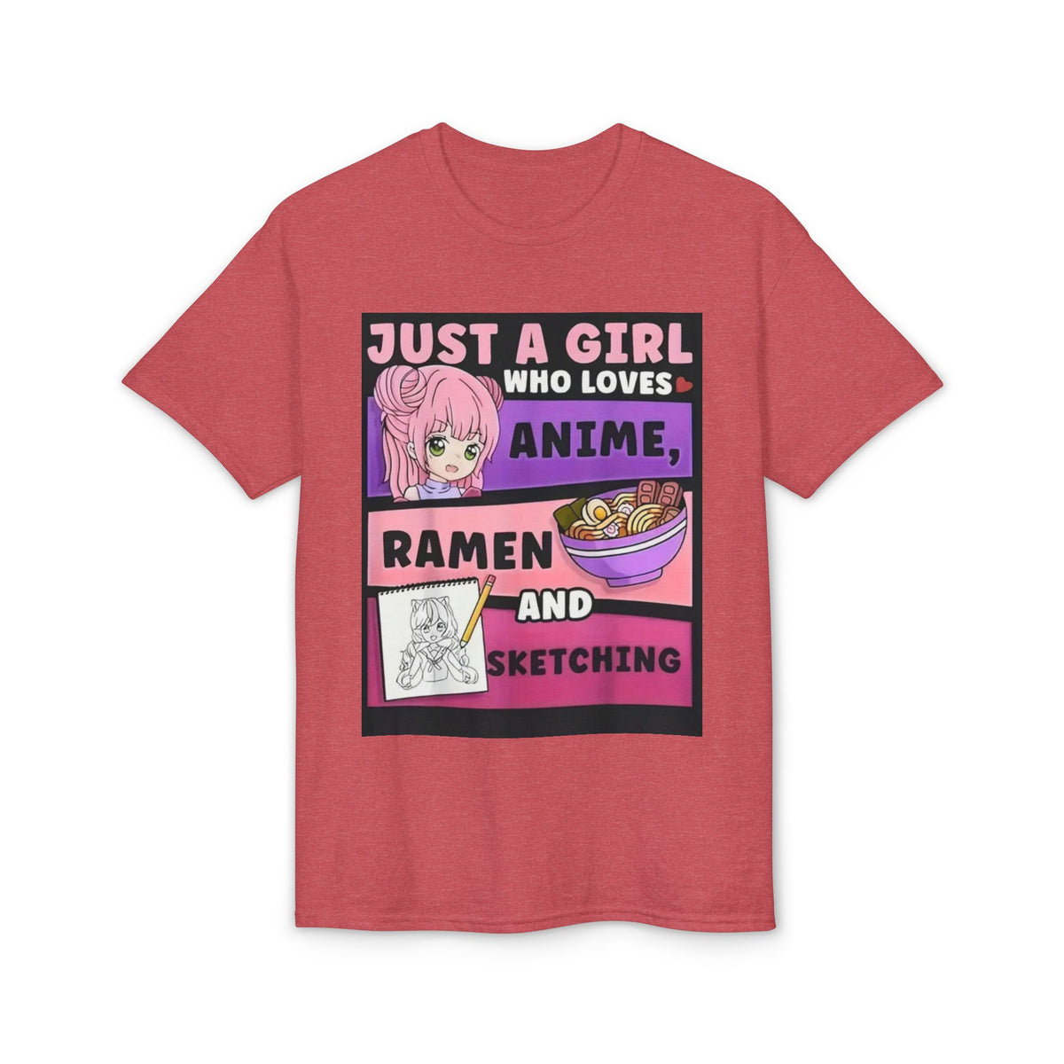"Just a Girl Who Loves Anime Ramen and Sketching" T-Shirt-14